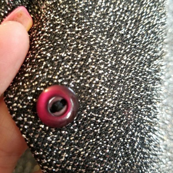 1970s Disco Metallic Silver Black Sweater‎ Set - Picture 3 of 8